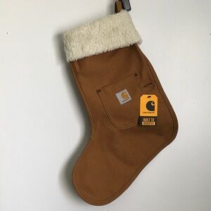 Carhartt Tan Canvas Holiday Stocking with Cream Sherpa Cuff